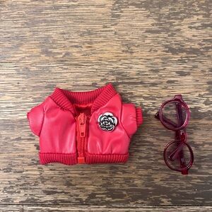 Stylish red Labubu Jacket with Glasses